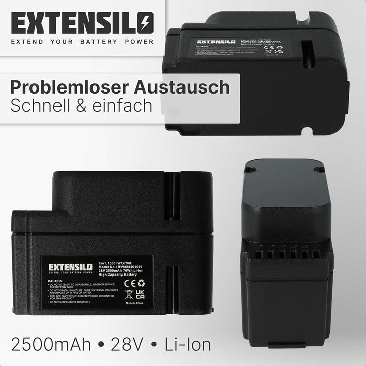 EXTENSILO Akku kompatibel mit Worx Landroid L1500i WG798E, M1000 WG791E.1, M1000i WG796E.1 Rasenrobo