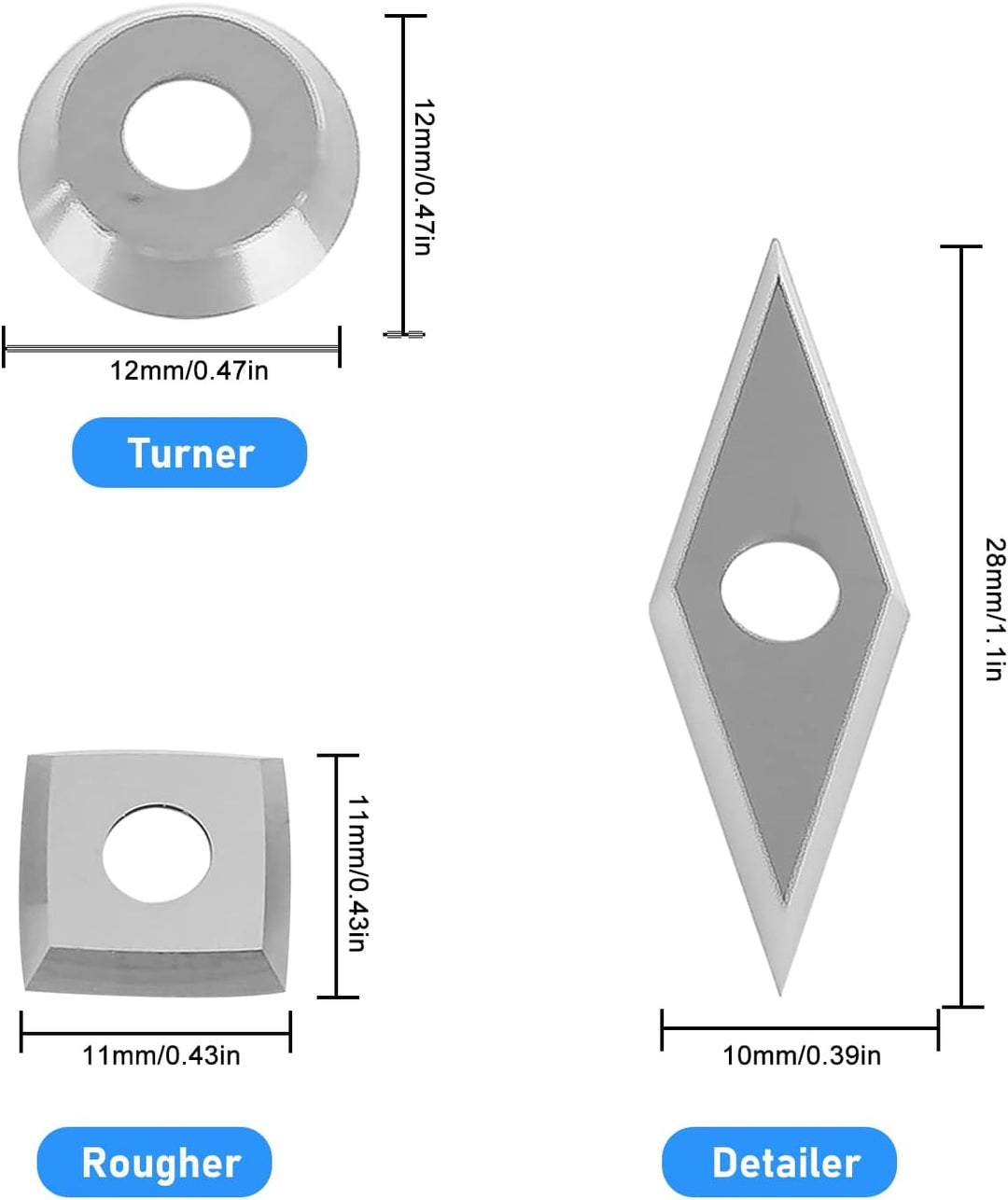Hartmetall Wendeschneidplatten 3 Stück,CEIEVER CNC Hartmetall Einsatzschneider mit 3 Stück M4 Schrau