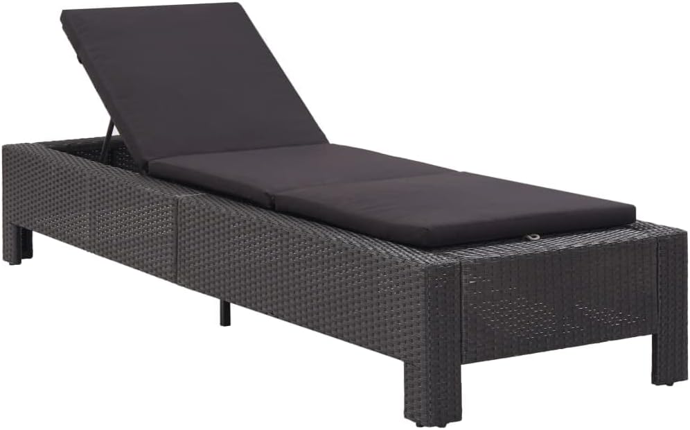 vidaXL Sonnenliege mit Auflage Liege Lounge Relaxliege Gartenliege Liegestuhl Rattanliege Rattanmöbe