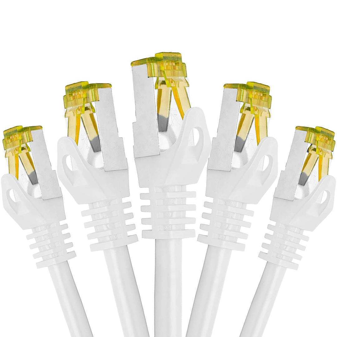 BIGtec LAN Kabel 5 Stück 3m Netzwerkkabel CAT7 Ethernet Internet Patchkabel CAT.7 weiss Gigabit dopp