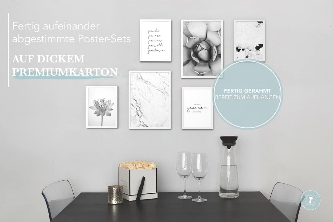 Papierschmiede® Mood Poster Set Unity Schwarz-Weiss, Fertiges Bilder Set mit Rahmen (Holz, weiss), W