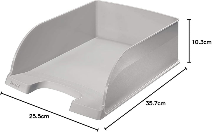 Leitz Briefkorb A4 Jumbo, 4er Pack, Grau, Mit extragrossem Fassungsvermögen, Plus Serie, 52330085 4