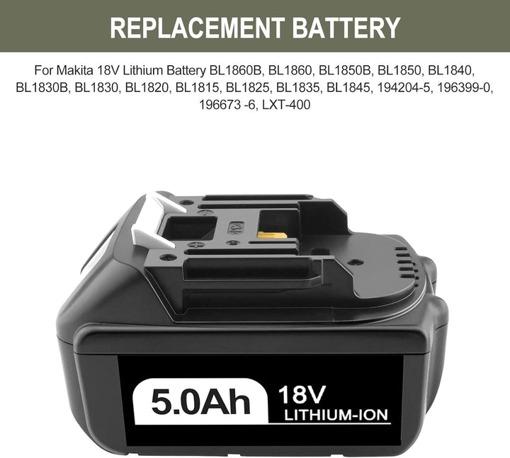 GOOALITY 5,0 Ah 18 V Li-Ion Ersatz für Makita 18V Akku BL1850B BL1850 BL1840B BL1840 BL1830B BL1830