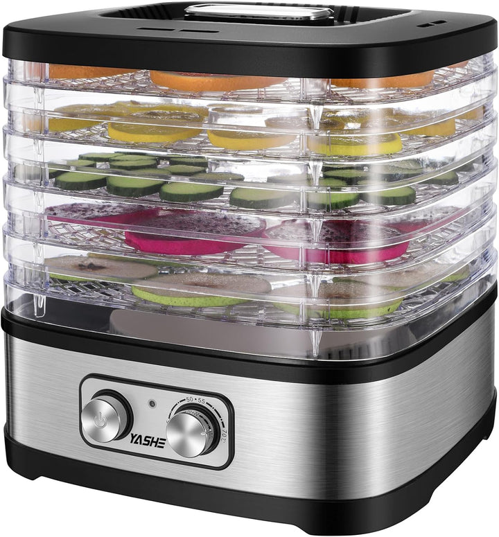 YASHE GGJ-261A Dörrautomat mit 5 höhenverstellbaren Tabletts, Temperaturregelung von 35-70°C, 240 Wa