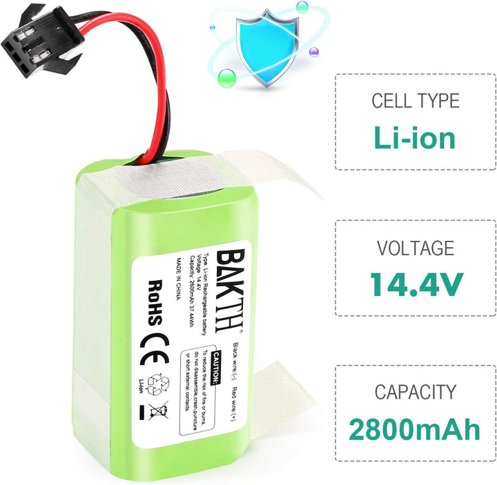 BAKTH 2600mAh 14.4V Ersatzakku für Ecovacs Deebot N79 N79S DN622, Kompatibel mit Eufy RoboVac 11, 11