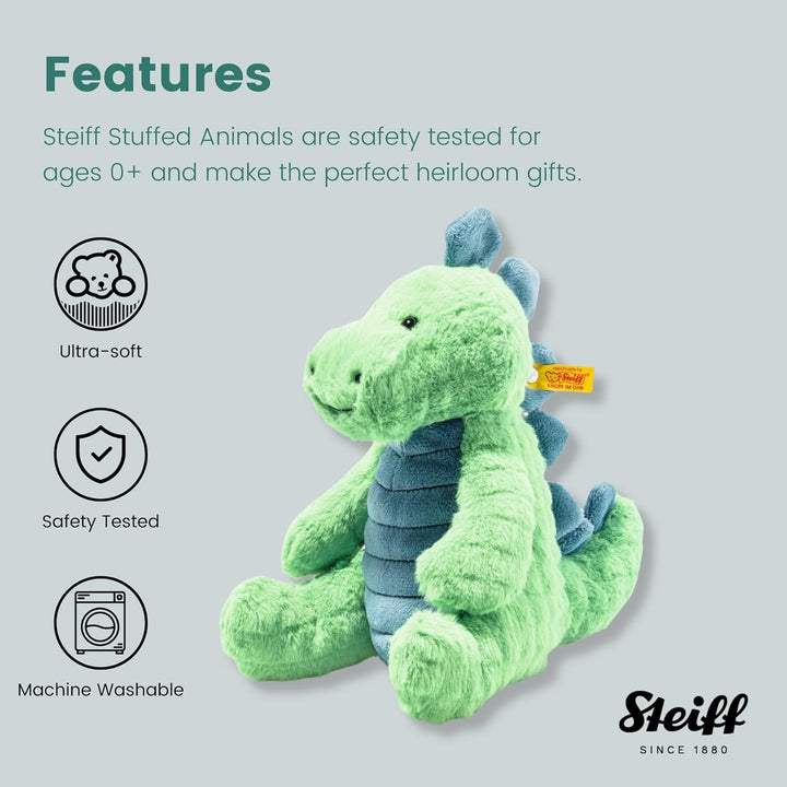 Steiff Plüschtier Spott Stegosaurus grün-Petrol 28 cm, Kuscheltier Dinosaurier, Soft Cuddly Friends,