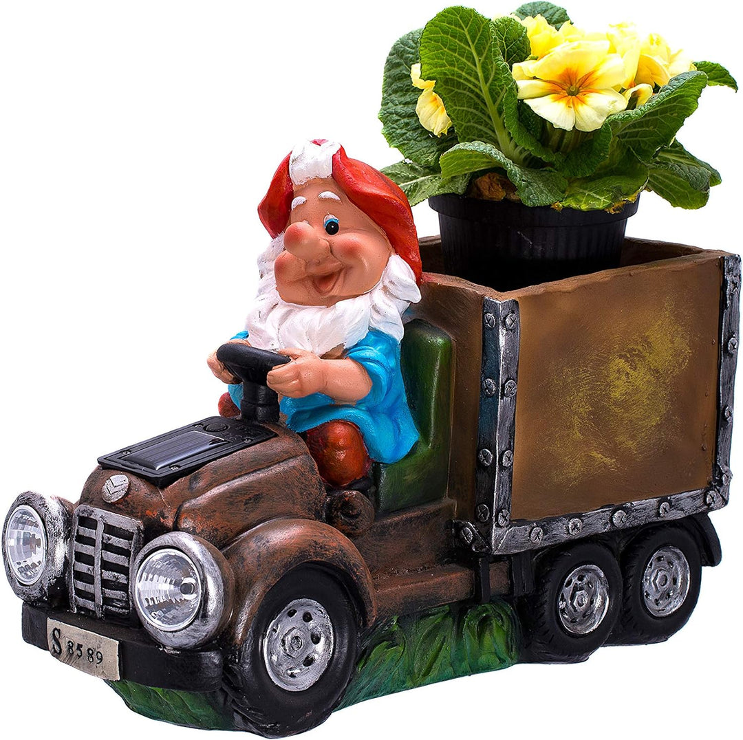 Birendy Figur, Zwerg, NF15177-1 Gartenzwerg Gartendekoration Gartenwichtel mit Solarlampe als Schein