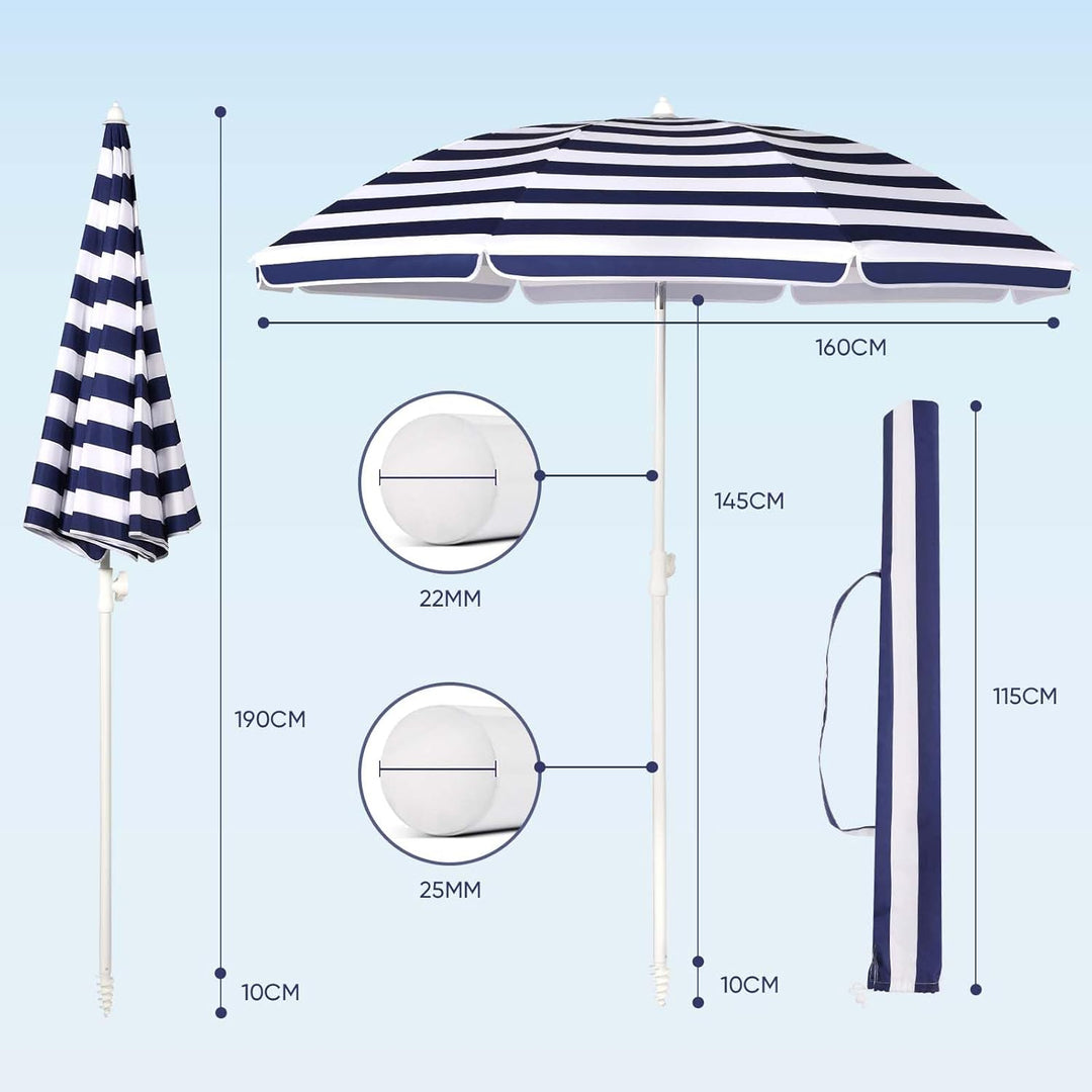 Sekey 160 cm Sonnenschirm Balkon mit Bodenhülse & Schutzhülle, Neigungs und Höhenverstellung, Sonnen