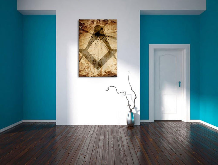 Freimauer Symbol Format: 100x70 auf Leinwand, XXL riesige Bilder fertig gerahmt mit Keilrahmen, Kuns