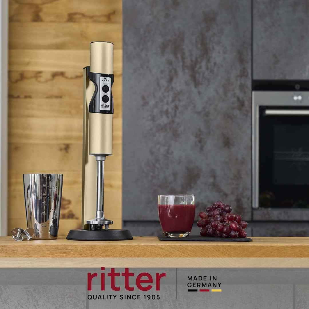 ritter stilo 7 Plus kabelloser Stabmixer, Pürierstab mit Akku aus Vollmetall, Made in Germany, Helle