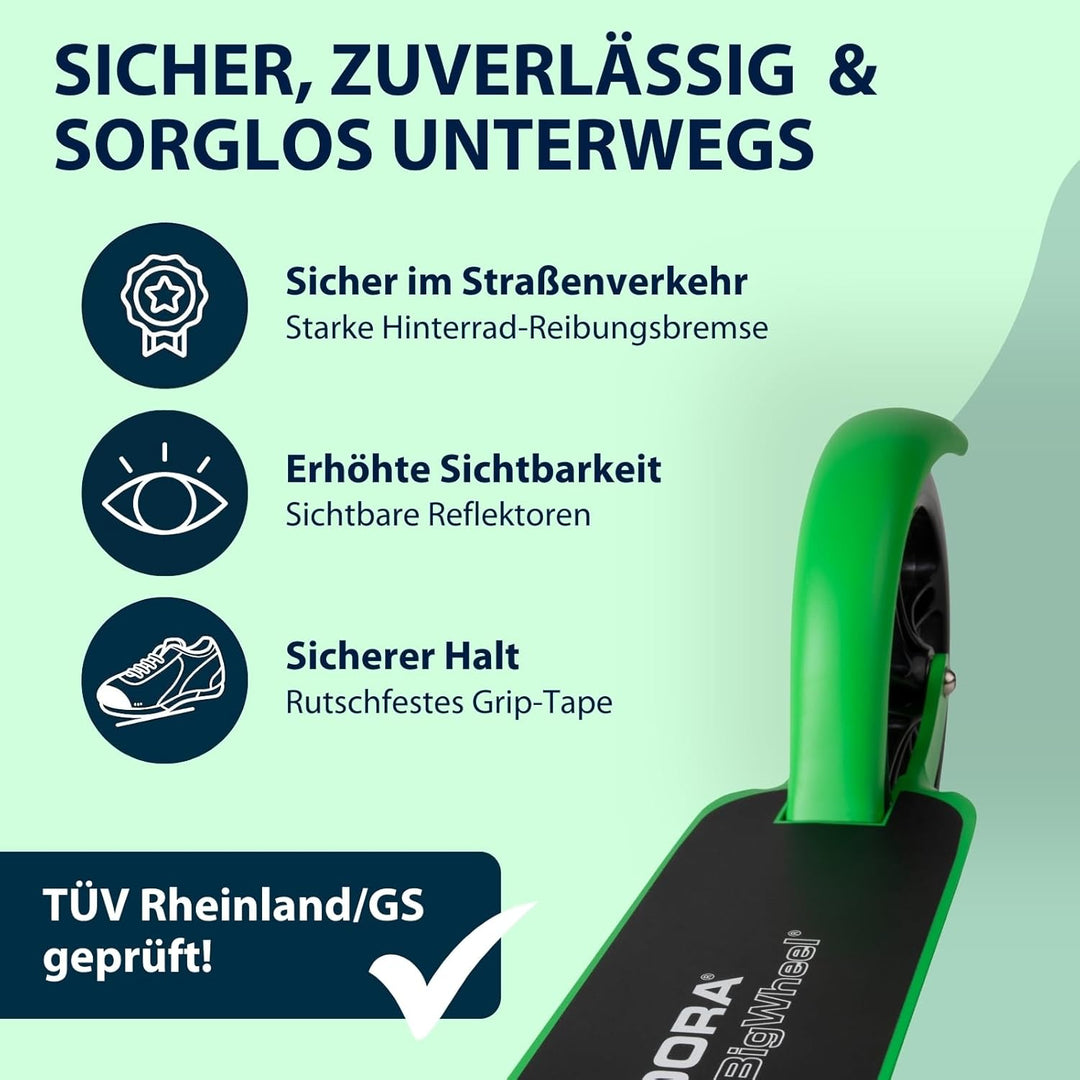 HUDORA BigWheel Scooter 205 - Stabiler Aluminium-Roller - Höhenverstellbarer & zusammenklappbarer Ci