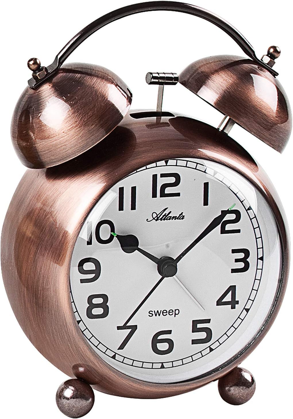 Atlanta Glockenwecker Quarz ohne Ticken lauter Glocken Alarm Licht Retro Kupfer - 2102-18