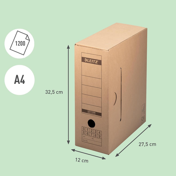 Leitz Premium Archiv-Schachtel mit Verschlusslasche, 120 mm Rückenbreite, Aktenkarton A4, Aufbewahru