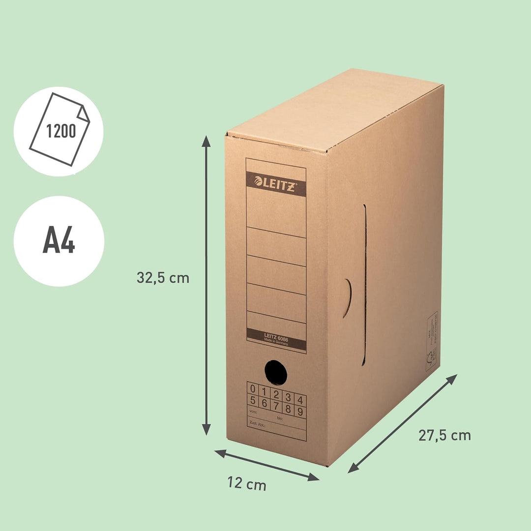 Leitz Premium Archiv-Schachtel mit Verschlusslasche, 120 mm Rückenbreite, Aktenkarton A4, Aufbewahru