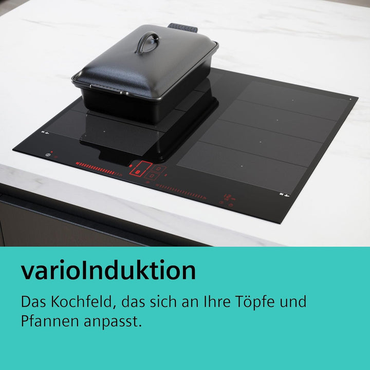 Siemens EX675HEC1E iQ700, Smartes Induktionskochfeld, 60 cm, Schwarz, Mit Rahmen aufliegend, varioIn