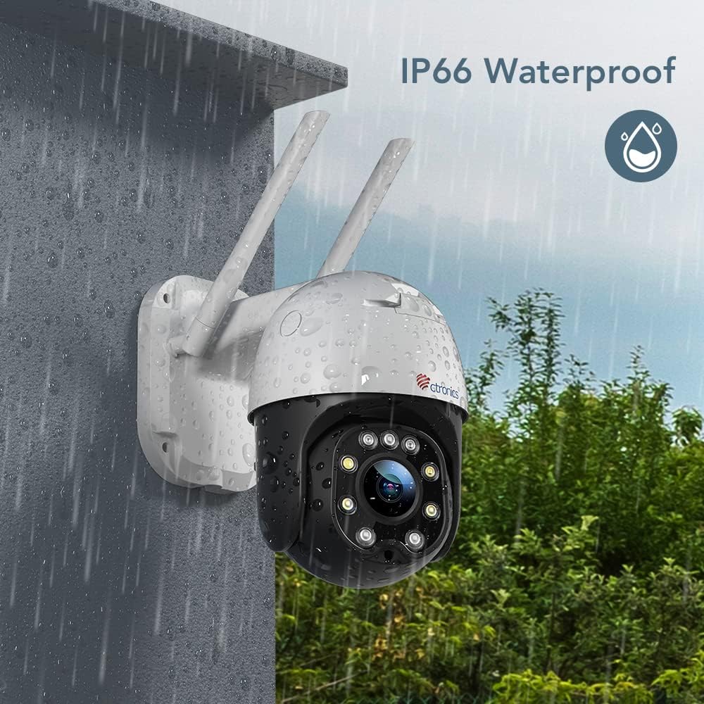 4X Optischer Zoom Überwachungskamera Aussen WLAN, Ctronics PTZ Dome WiFi IP Kamera Outdoor mit Mensc
