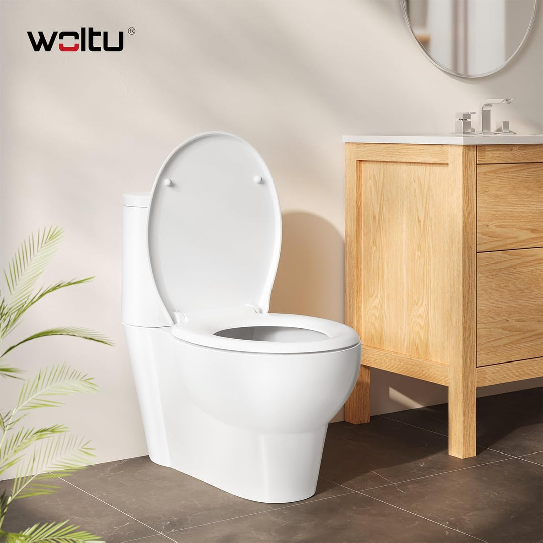 WOLTU Toilettendeckel, WC Sitz mit Absenkautomatik, Quick Release Funktion Klobrille, Kunststoff, Fa
