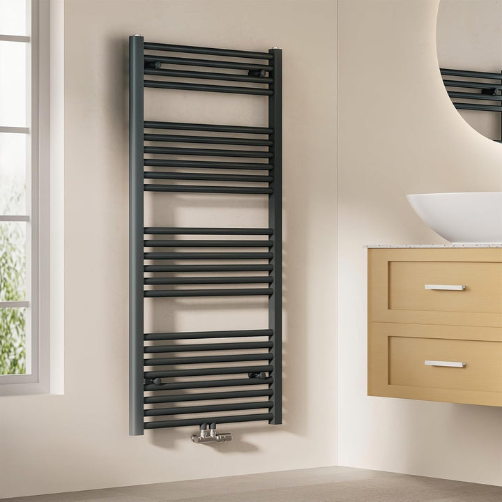 EMKE Badheizkörper Handtuchtrockner, Handtuchwärmer 600x1200mm 679 Watt Anthrazit Handtuchheizkörper