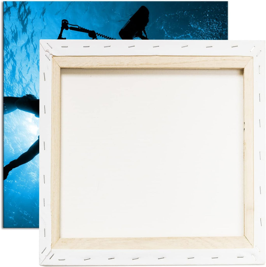 deyoli Taucher im tiefen Ozean Format: 60x60 Effekt: Monocrome Blau als Leinwandbild, Motiv fertig g