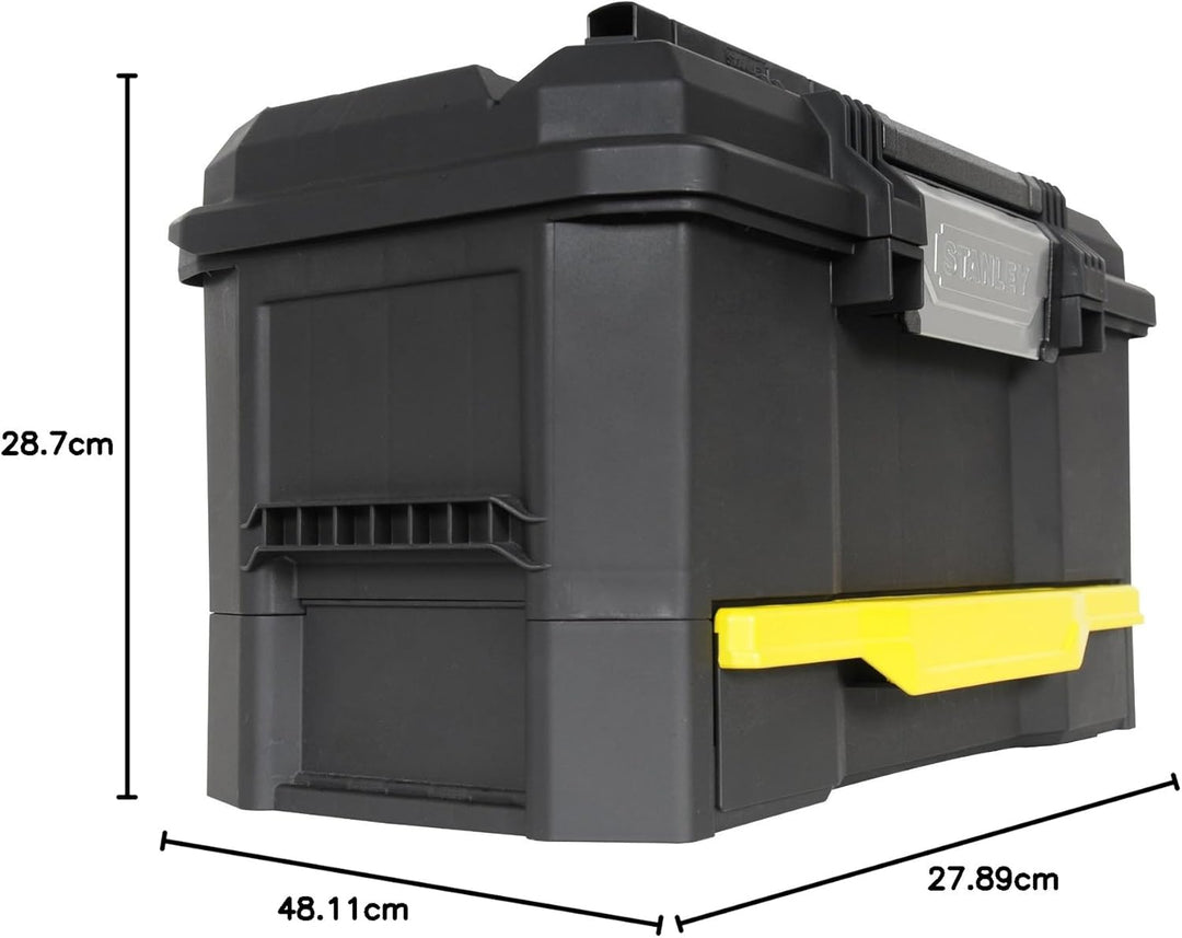 Stanley Werkzeugkiste leer aus Kunststoff 1-70-316 – Masse: 48.1 x 27.9 x 28.7 cm & Stanley Sortmast