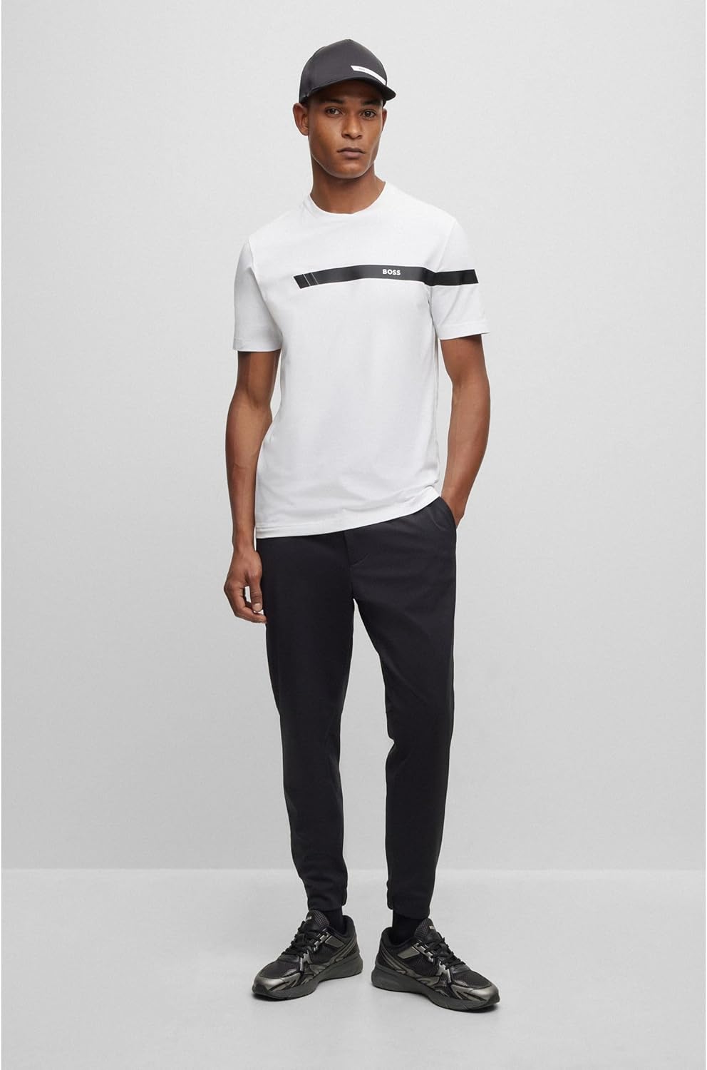 BOSS Herren Tee 2 T-Shirt aus Stretch-Baumwolle mit Streifen und Logo XXL White100, XXL White100