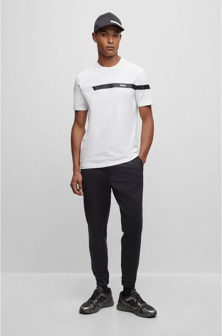 BOSS Herren Tee 2 T-Shirt aus Stretch-Baumwolle mit Streifen und Logo XXL White100, XXL White100