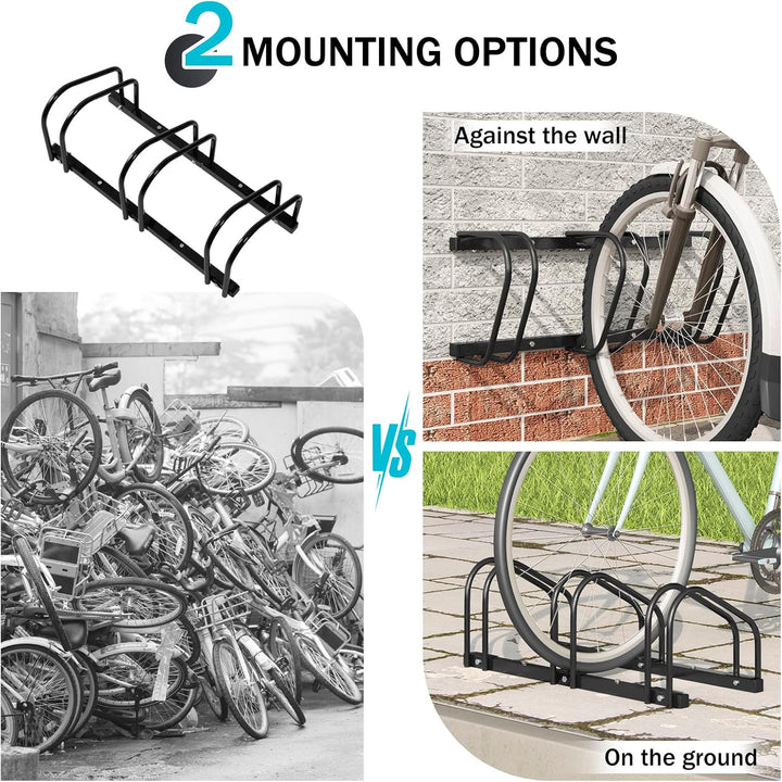 WOLTU Fahrradständer Schwarz für 3 Fahrräder Fahrradhalterung auf dem Boden Aufstellständer für Fahr
