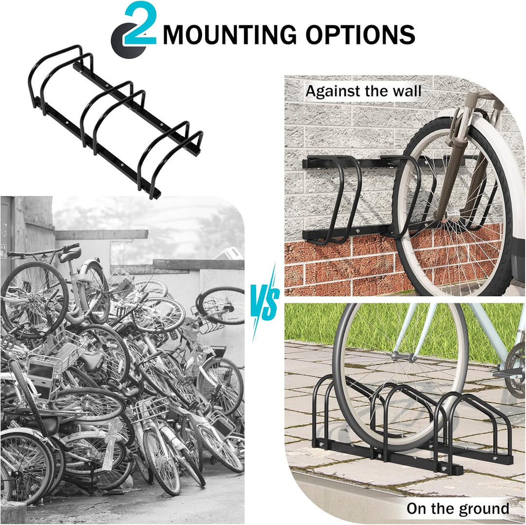 WOLTU Fahrradständer Schwarz für 3 Fahrräder Fahrradhalterung auf dem Boden Aufstellständer für Fahr