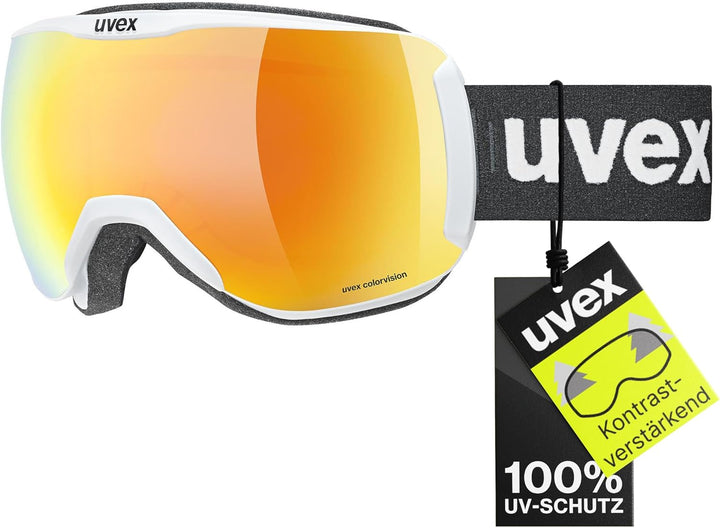 uvex Unisex Downhill 2100 Cv Skibrille (1er Pack) Einheitsgrösse white mat/orange-green, Einheitsgrö