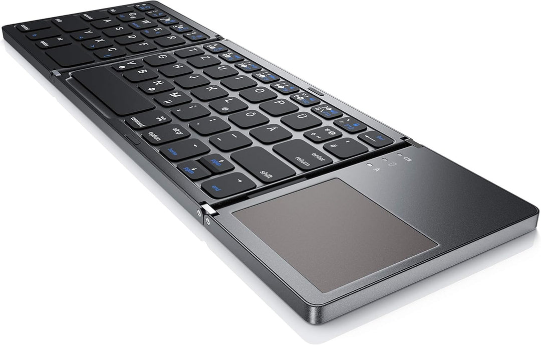 CSL - Bluetooth Tastatur klappbar mit Touchpad für PC Smartphone oder Tablet - faltbares Keyboard im