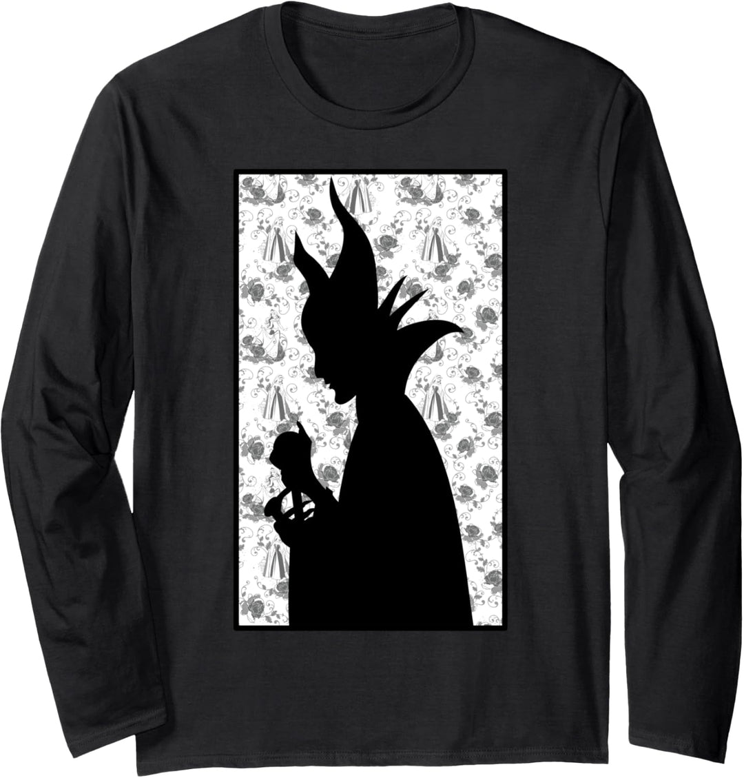 Disney Sleeping Beauty Maleficent Silhouette Floral Poster Langarmshirt