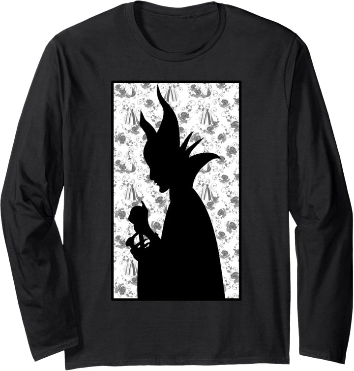 Disney Sleeping Beauty Maleficent Silhouette Floral Poster Langarmshirt