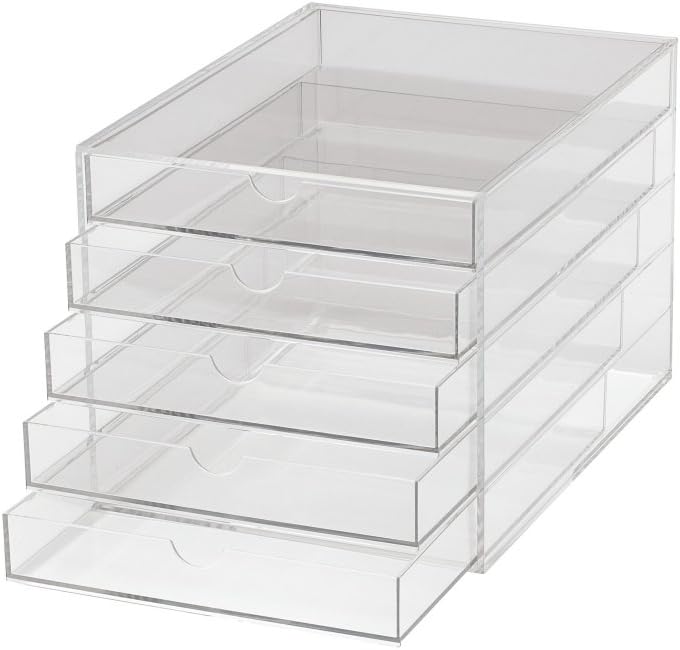 MAUL Schubladenbox A4 aus Acryl | Schreibtisch Organizer mit 5 Fächern zur Aufbewahrung von Papier,