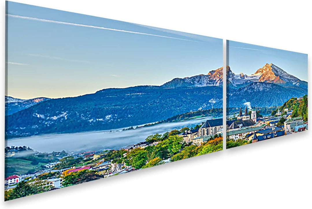 islandburner Bild auf Leinwand Berg Watzmann Stadt Berchtesgaden Bayerische Alpen Bilder Wandbilder