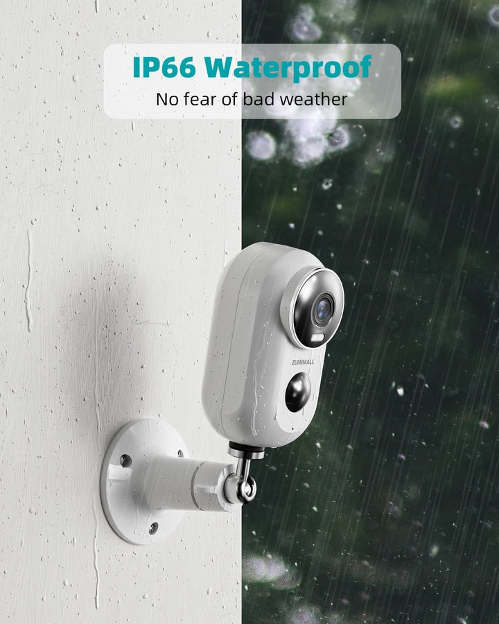 ZUMIMALL 2K Überwachungskamera Aussen Akku, 2 Pack Kamera Überwachung Aussen mit Magnethalterung, 3M