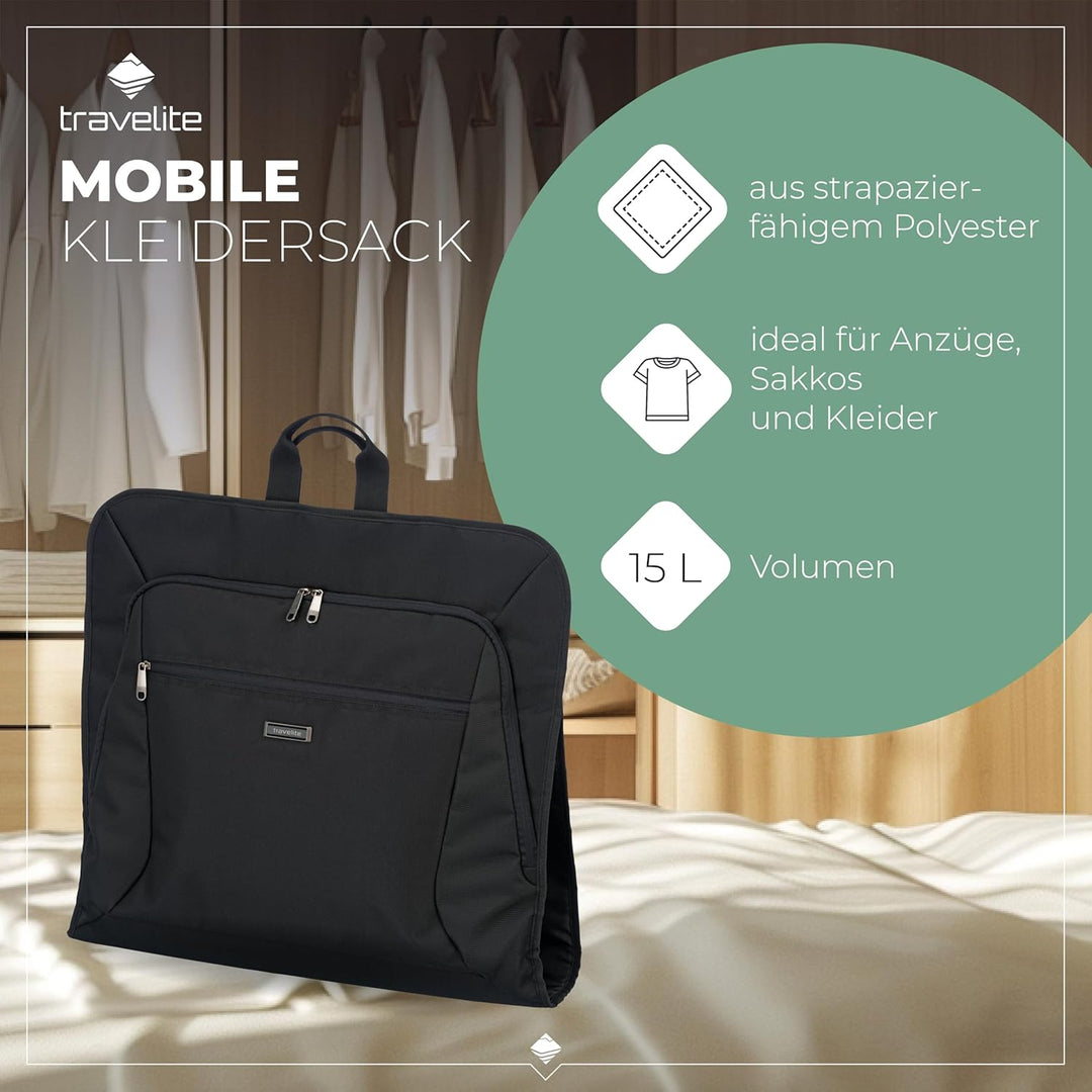 travelite Kleidertasche für Anzüge und Hemden, Gepäck Serie MOBILE: Knitterfrei reisen mit der Kleid