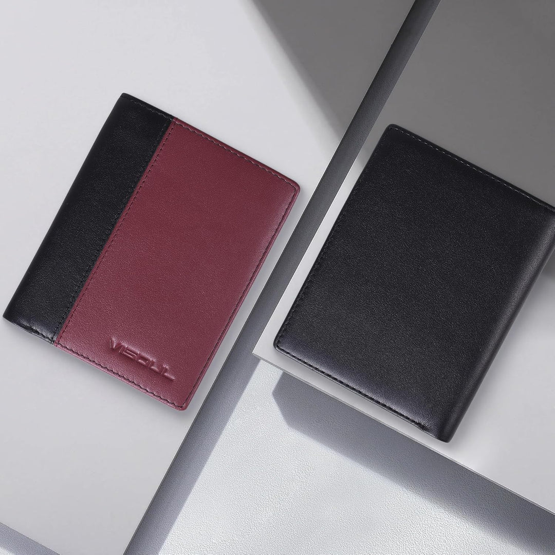 VISOUL Echt Leder Geldbörse Herren mit RFID Schutz Portemonnaie Gross mit Münzfach 10 Fächer Echtled