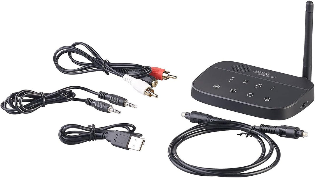 auvisio Transmitter, Bluetooth: 2in1-Audio-Sender & -Empfänger, Bluetooth 4.2, aptX, 100 m Reichweit