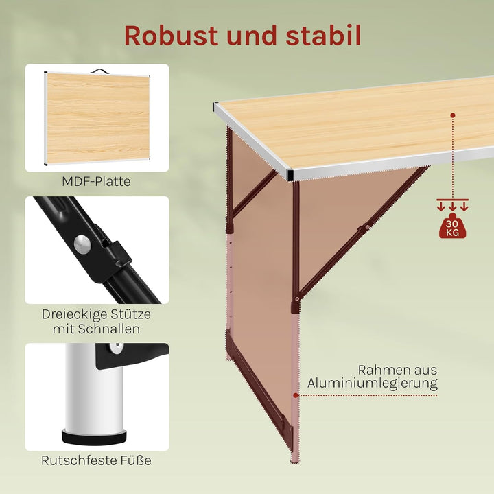 WOLTU® Campingtisch Klapptisch Gartentisch Arbeitstisch Balkontisch höhenverstellbar Aluminium Stahl