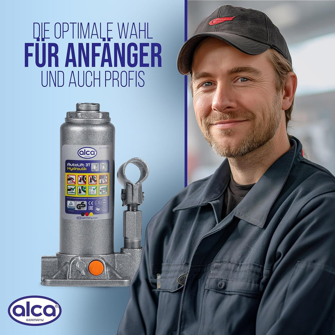 alca® Unterstellheber hydraulisch Wagenheber 3t Stempel-Wagenheber für SUV/PKW Hubhöhe 19,5-38cm