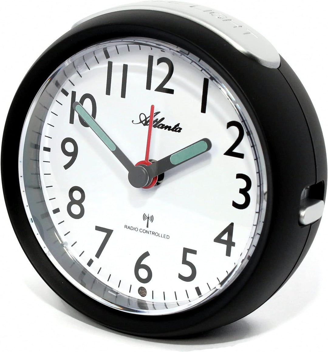 Atlanta Funkwecker ohne Ticken mit Nachtlicht Analog Schwarz - 1850-7