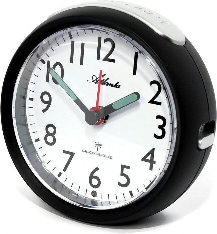 Atlanta Funkwecker ohne Ticken mit Nachtlicht Analog Schwarz - 1850-7