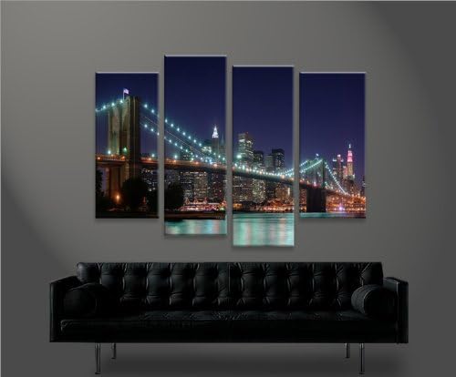 islandburner Bild Bilder auf Leinwand Brooklyn Bridge 4er XXL Poster Leinwandbild Wandbild Dekoartik