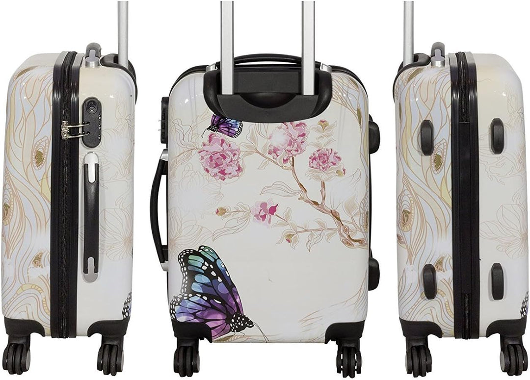 Bowatex Reisekoffer Schmetterling Creme Grosser 115 Li hübsche Motiv Koffer 77 cm