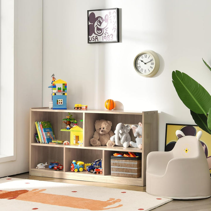 COSTWAY Kinder Spielzeugschrank Holz, Spielzeugregal mit 2 grossen FĂ€chern und 3 kleinen FĂ€chern, of