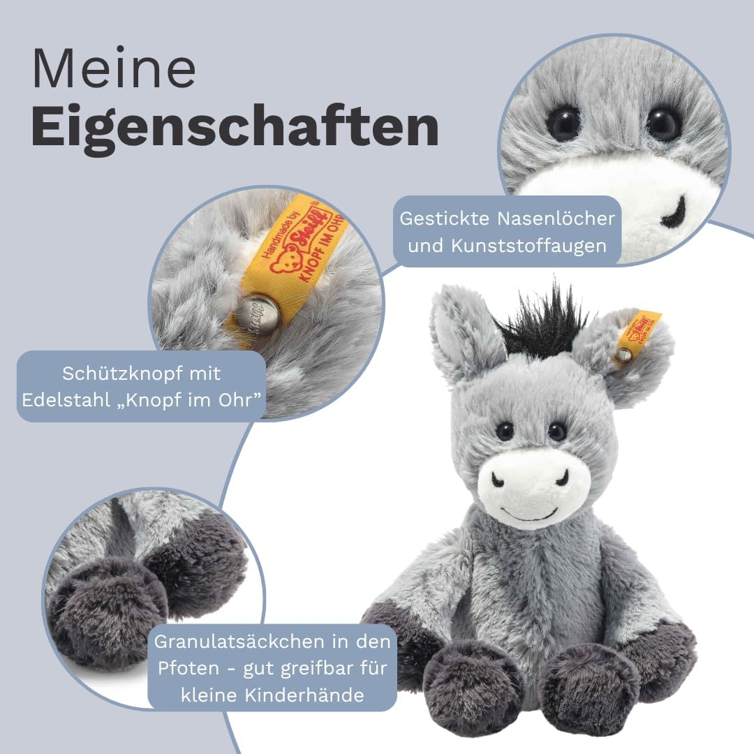 Steiff Kuscheltier Dinkie Esel, Süsses Stofftier mit Kunststoffaugen, Kinder, Jungen & Mädchen, Soft