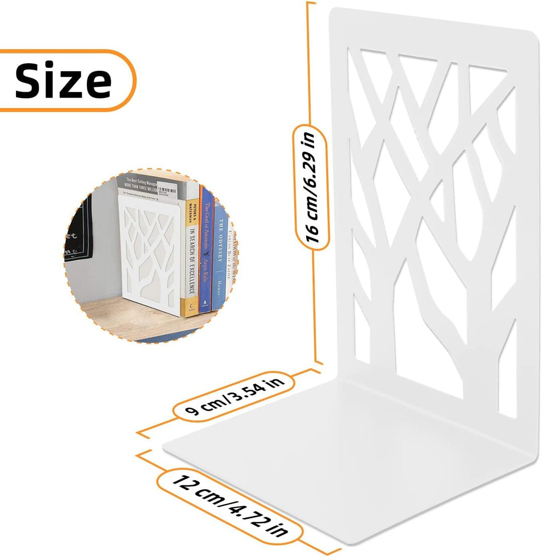 Mgood 4 Paar Buchstütze, Buchstützen Metall, Buchstützen Weiss, Bücher Halter, Bücherhalter für Rega