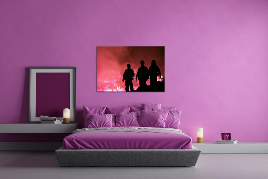 deyoli Lauffeuer Feuerwehr im Einsatz Format: 120x80 als Leinwandbild, Motiv fertig gerahmt auf Echt