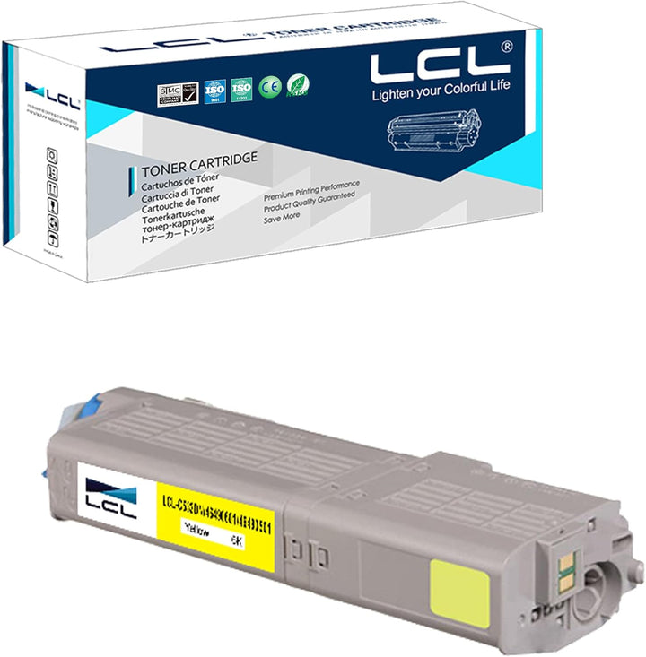 LCL Kompatibel Tonerkartusche C532DN C542DN MC563DN MC573DN 46490401 46490605 6000Seiten (1Gelb) Ers