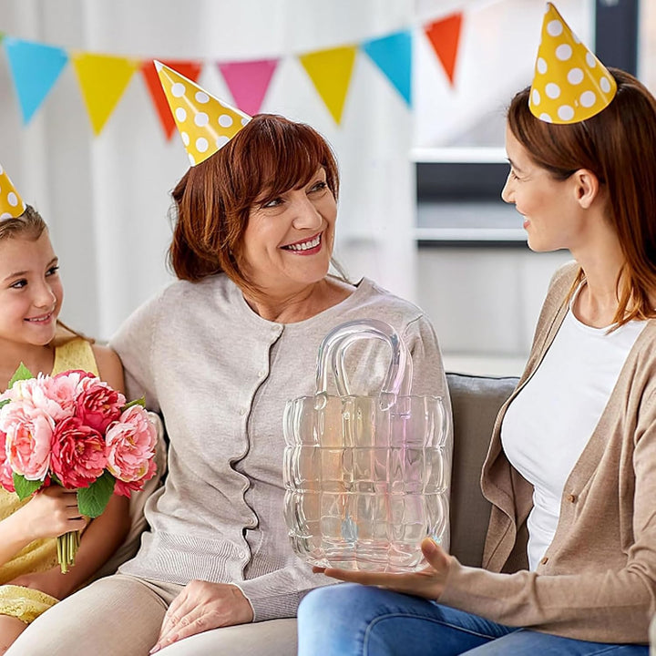 DBREAKS Vase Glas Handtasche, Bunt Blumenvase, Tasche Glasvasen, Handgemachte Vase, Kreative Bubble